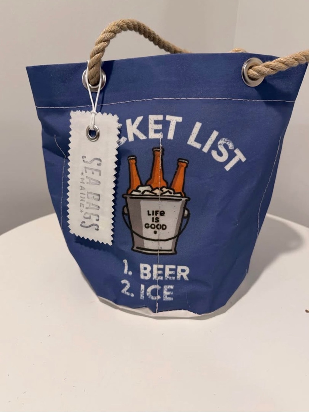 Sea Bags, Life Is Good Navy Blue Rope-Handle Beverage Bucket Tote Bag